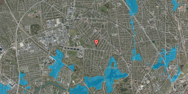 Oversvømmelsesrisiko fra vandløb på Gustav Wieds Vej 14, 2860 Søborg