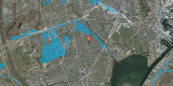 Oversvømmelsesrisiko fra vandløb på Risbjerggårds Alle 46, 2650 Hvidovre