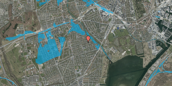 Oversvømmelsesrisiko fra vandløb på Risbjerggårds Alle 66, 2650 Hvidovre
