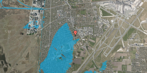 Oversvømmelsesrisiko fra vandløb på Præstefælledvej 129B, 2770 Kastrup