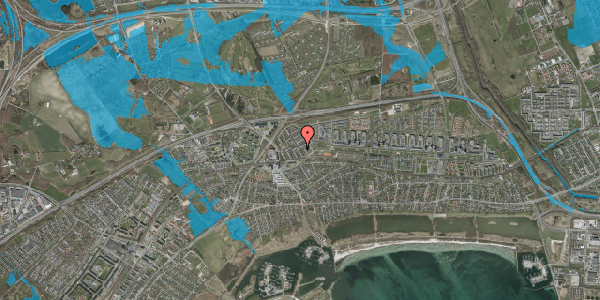 Oversvømmelsesrisiko fra vandløb på Bæverbo 32, 2665 Vallensbæk Strand