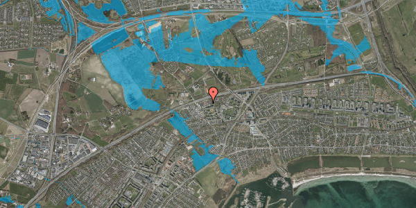 Oversvømmelsesrisiko fra vandløb på Egeskovvej 9, 2665 Vallensbæk Strand