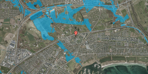 Oversvømmelsesrisiko fra vandløb på Egeskovvej 42, 2665 Vallensbæk Strand