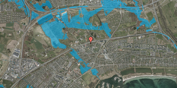 Oversvømmelsesrisiko fra vandløb på Egeskovvej 61, 2665 Vallensbæk Strand