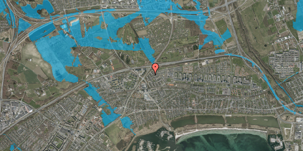 Oversvømmelsesrisiko fra vandløb på Humlebo 28, 2665 Vallensbæk Strand