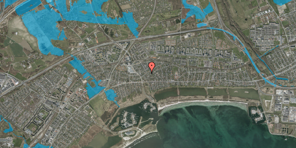 Oversvømmelsesrisiko fra vandløb på Hyttevænget 14, 2665 Vallensbæk Strand