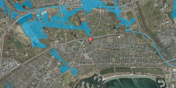 Oversvømmelsesrisiko fra vandløb på Kløverbo 15, 2665 Vallensbæk Strand