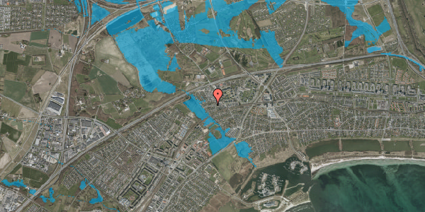 Oversvømmelsesrisiko fra vandløb på Nordfeldvej 17, 2665 Vallensbæk Strand