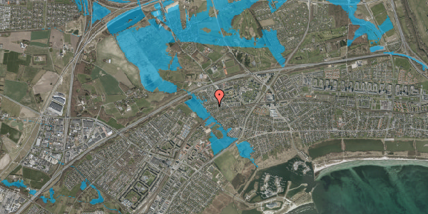 Oversvømmelsesrisiko fra vandløb på Nordfeldvej 19, 2665 Vallensbæk Strand