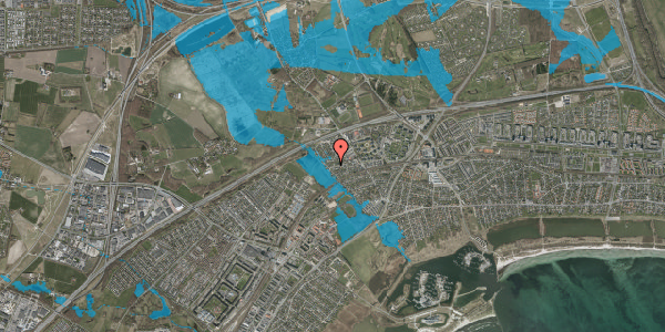 Oversvømmelsesrisiko fra vandløb på Nordfeldvej 28, 2665 Vallensbæk Strand
