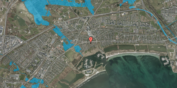 Oversvømmelsesrisiko fra vandløb på Næsbyholmsvej 6B, 2665 Vallensbæk Strand
