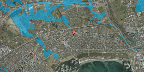 Oversvømmelsesrisiko fra vandløb på Spættebo 13, 2665 Vallensbæk Strand