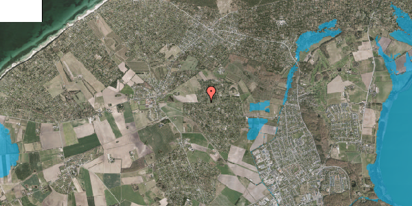 Oversvømmelsesrisiko fra vandløb på Bjarkesvej 14, 3370 Melby