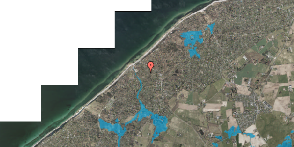 Oversvømmelsesrisiko fra vandløb på Birkebakken 7, 3210 Vejby