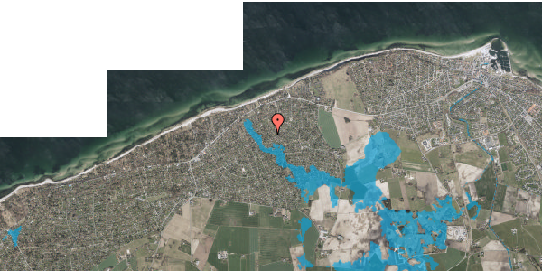 Oversvømmelsesrisiko fra vandløb på Tinkerupvej 23, 3250 Gilleleje