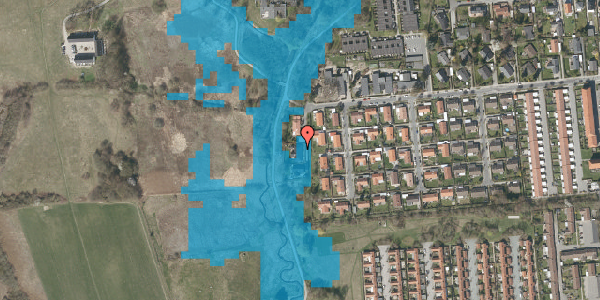 Oversvømmelsesrisiko fra vandløb på Ahornvej 53, 2970 Hørsholm