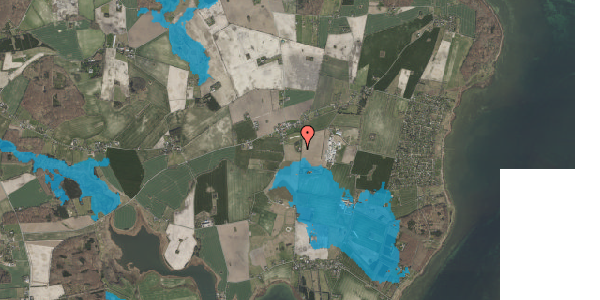 Oversvømmelsesrisiko fra vandløb på Skovvangsvej 2, 4720 Præstø
