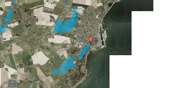 Oversvømmelsesrisiko fra vandløb på Andersen Nexø Vej 10, 3730 Nexø
