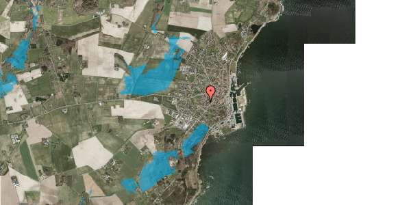 Oversvømmelsesrisiko fra vandløb på Damgade 15, 3730 Nexø