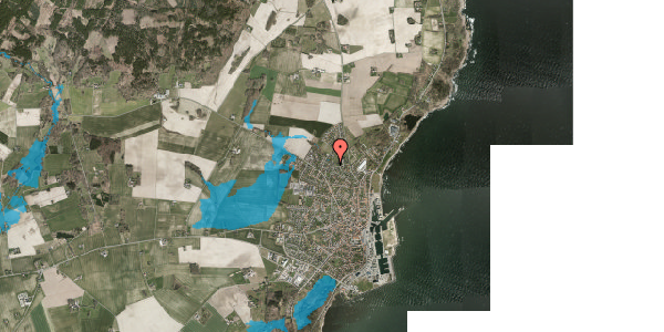 Oversvømmelsesrisiko fra vandløb på Drosselvænget 1, 3730 Nexø