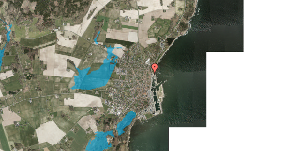 Oversvømmelsesrisiko fra vandløb på Ndr. Strandvej 11, 3730 Nexø