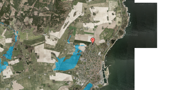 Oversvømmelsesrisiko fra vandløb på Valmuevej 11, 3730 Nexø