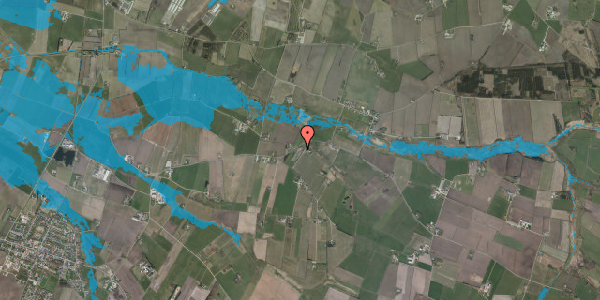 Oversvømmelsesrisiko fra vandløb på Kvongvej 150, 6830 Nørre Nebel