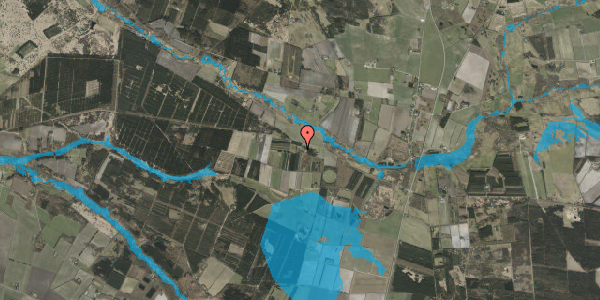 Oversvømmelsesrisiko fra vandløb på Rugbjergvej 14, 7250 Hejnsvig
