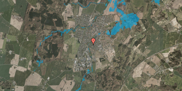 Oversvømmelsesrisiko fra vandløb på Ahornvej 34, 8543 Hornslet