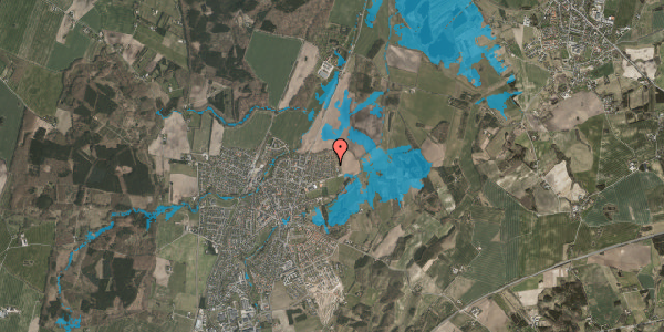 Oversvømmelsesrisiko fra vandløb på Humlevej 12, 8543 Hornslet