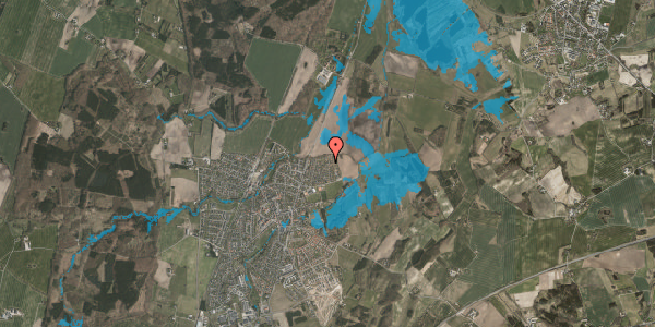 Oversvømmelsesrisiko fra vandløb på Humlevej 19, 8543 Hornslet