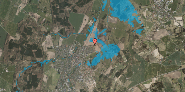 Oversvømmelsesrisiko fra vandløb på Humlevej 28, 8543 Hornslet