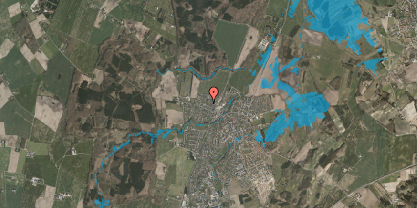 Oversvømmelsesrisiko fra vandløb på Hybenvej 1, 8543 Hornslet