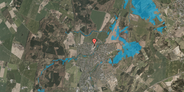 Oversvømmelsesrisiko fra vandløb på Skovvej 3, 8543 Hornslet