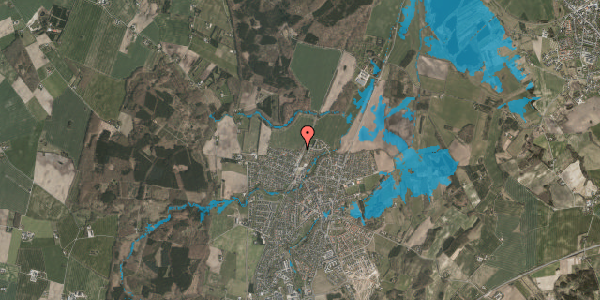 Oversvømmelsesrisiko fra vandløb på Skovvej 15, 8543 Hornslet