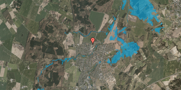 Oversvømmelsesrisiko fra vandløb på Tjørnevej 1, 8543 Hornslet