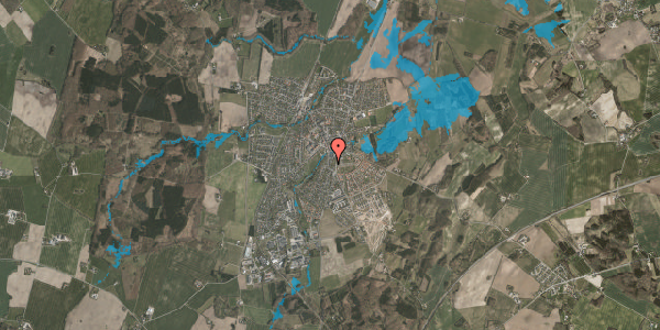 Oversvømmelsesrisiko fra vandløb på Toftevej 25, 8543 Hornslet