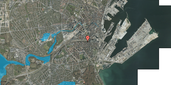 Oversvømmelsesrisiko fra vandløb på Dybbølgade 9, 8000 Aarhus C
