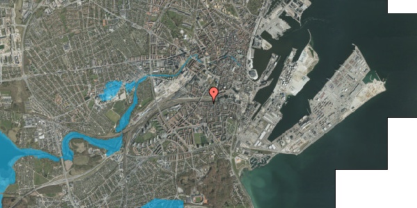 Oversvømmelsesrisiko fra vandløb på Dybbølgade 11, st. , 8000 Aarhus C