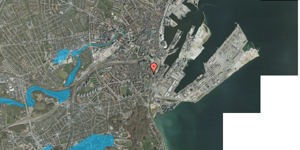 Oversvømmelsesrisiko fra vandløb på Heibergsgade 23, 1. th, 8000 Aarhus C