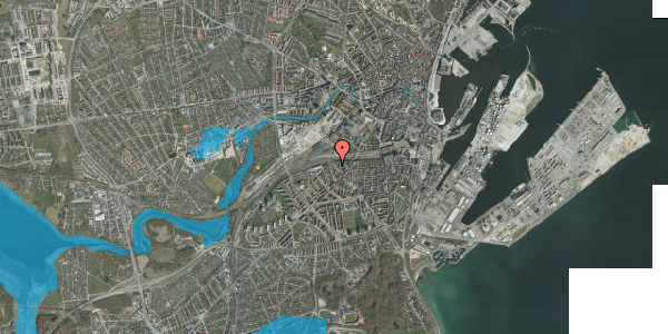 Oversvømmelsesrisiko fra vandløb på Holbergsgade 25, st. , 8000 Aarhus C