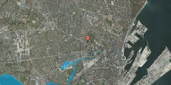 Oversvømmelsesrisiko fra vandløb på Johan Langes Vej 1A, st. 3, 8000 Aarhus C