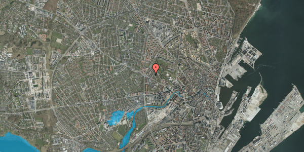 Oversvømmelsesrisiko fra vandløb på Johan Langes Vej 7, st. , 8000 Aarhus C