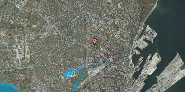 Oversvømmelsesrisiko fra vandløb på Johan Langes Vej 14, 8000 Aarhus C
