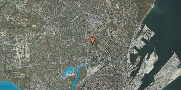 Oversvømmelsesrisiko fra vandløb på Johan Langes Vej 17, 8000 Aarhus C