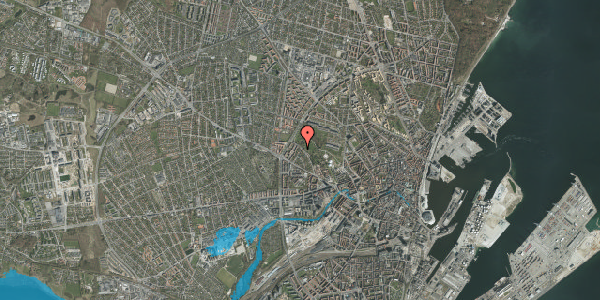 Oversvømmelsesrisiko fra vandløb på Johan Langes Vej 21, 8000 Aarhus C