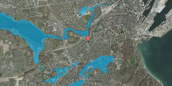 Oversvømmelsesrisiko fra vandløb på Lykkesholms Allé 4A, 8260 Viby J