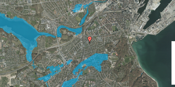 Oversvømmelsesrisiko fra vandløb på Rosenvangs Allé 6, st. th, 8260 Viby J