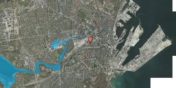 Oversvømmelsesrisiko fra vandløb på Sonnesgade 14, st. 1, 8000 Aarhus C