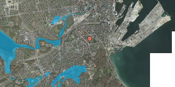 Oversvømmelsesrisiko fra vandløb på Søndre Ringgade 5, 4. tv, 8000 Aarhus C